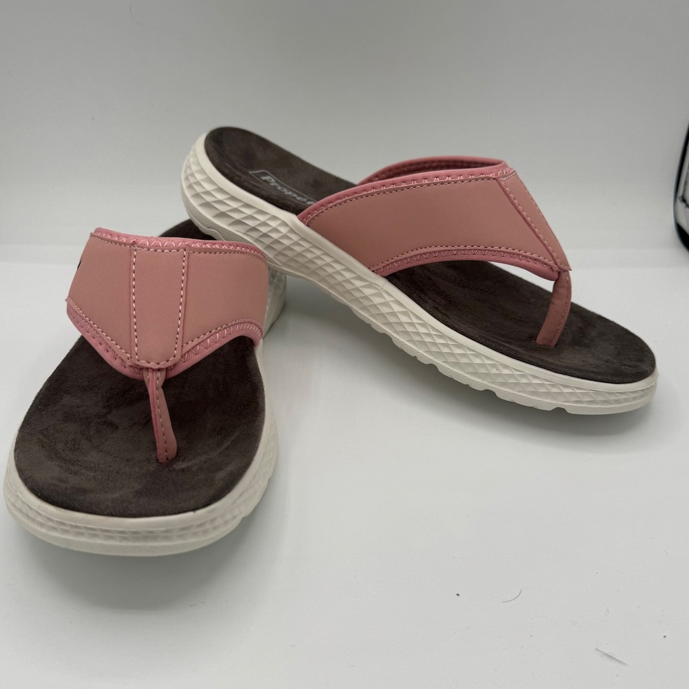 Propet TravelActiv FT Pink Thong Sandals Womens 9 M WST001P Walking Flip Flops